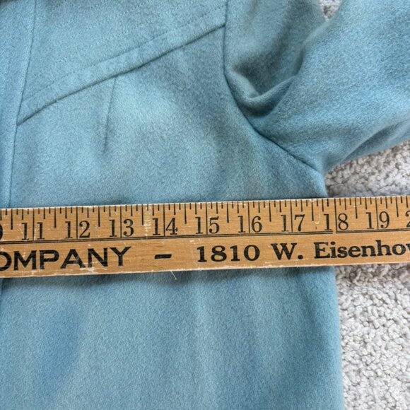 Vintage Teal Blue Wool Lined Dress Coat Cuffs - Picture 11 of 16